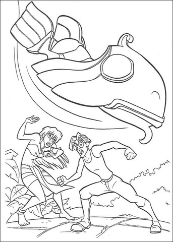 Atlantis Flying Machine Coloring Page